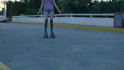 Free Stock Video Young Urban Woman Skating Slowly During Sunset Live Wallpaper - Free Live Wallpaper