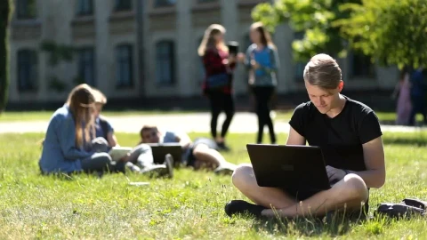 Free Stock Video Young Students Hanging Out On A Campus Meadow Live Wallpaper - Free Live Wallpaper