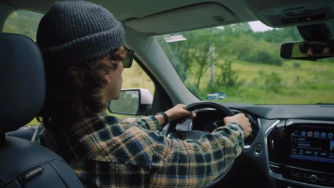 Free Stock Video Young Man Driving During A Road Trip Through Nature Live Wallpaper - Free Live Wallpaper