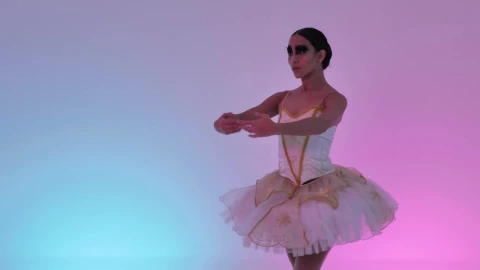 Free Stock Video Young Ballerina Doing Movements On A Colorful Background Live Wallpaper - Free Live Wallpaper