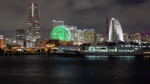 Free Stock Video Yokohama Cityscape And Harbor At Night Live Wallpaper - Free Live Wallpaper