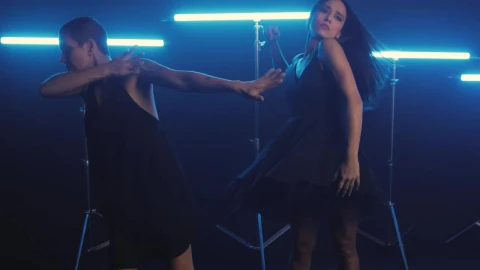 Free Stock Video Women Dancing Energetically With Neon Blue Lights Live Wallpaper - Free Live Wallpaper