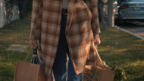 Free Stock Video Woman With Face Mask Walking With Groceries Live Wallpaper - Free Live Wallpaper