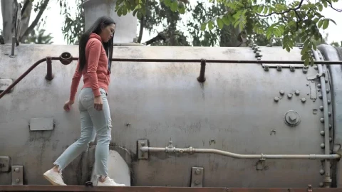 Free Stock Video Woman Walking On An Abandoned Train Live Wallpaper - Free Live Wallpaper