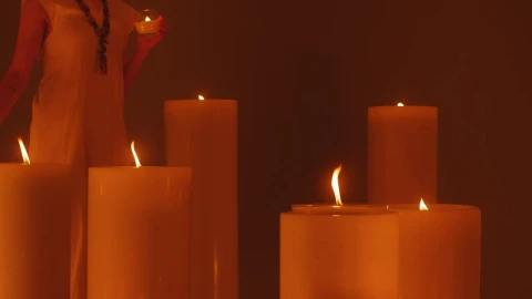 Free Stock Video Woman Walking Among Huge Candles Live Wallpaper - Free Live Wallpaper
