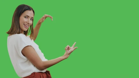 Free Stock Video Woman Presenting Something With Chroma Background Live Wallpaper - Free Live Wallpaper