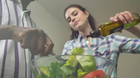 Free Stock Video Woman Pouring Olive Oil Over Salad Live Wallpaper - Free Live Wallpaper