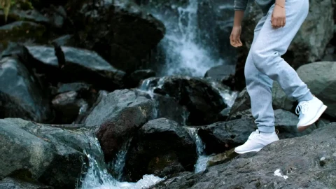 Free Stock Video Woman Drinks Water From The Waterfall Live Wallpaper - Free Live Wallpaper