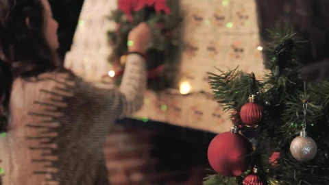 Free Stock Video Woman Decorating Her Home For Christmas Live Wallpaper - Free Live Wallpaper