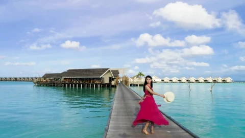 Free Stock Video Woman Dances In Front Of An Ocean Villa Live Wallpaper - Free Live Wallpaper