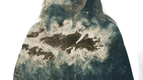 Free Stock Video Woman And Sea Waves Hitting A Cliff Live Wallpaper - Free Live Wallpaper