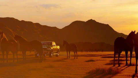 Free Stock Video Wild Horses And A Rancher In His Truck Live Wallpaper - Free Live Wallpaper