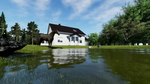 Free Stock Video Wild Horse Drinking Water Near A Lake House Live Wallpaper - Free Live Wallpaper