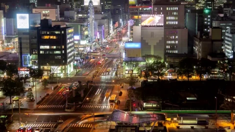 Free Stock Video Wide Avenue Of A Big City At Night Live Wallpaper - Free Live Wallpaper