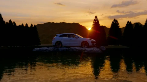 Free Stock Video White Off Road Vehicle In A Forest At Sunset Live Wallpaper - Free Live Wallpaper
