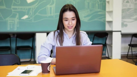 Stock Footage Woman Celebrating After Checking Results Live Wallpaper - Free Live Wallpaper