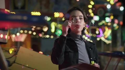 Stock Footage Woman Blowing Bubbles Live Wallpaper - Free Live Wallpaper
