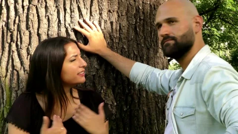 Stock Footage Woman And Her Match Argue In The Park Live Wallpaper - Free Live Wallpaper