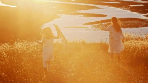 Stock Footage Woman And Her Daughter Walking With A Kite In The Live Wallpaper - Free Live Wallpaper