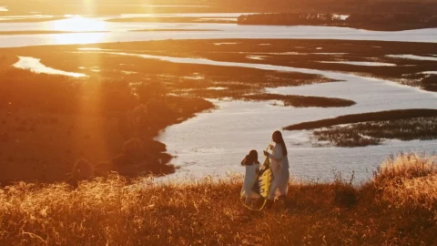 Stock Footage Woman And Her Daughter Walking With A Kite At The Live Wallpaper - Free Live Wallpaper