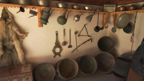Stock Footage Wolfskin Hanging In An Old Kitchen Live Wallpaper - Free Live Wallpaper