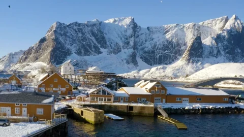 Stock Footage Winter Landscape With A Town By The Sea Live Wallpaper - Free Live Wallpaper