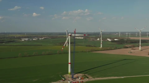 Stock Footage Wind Turbine Under Repair With A Crane Live Wallpaper - Free Live Wallpaper