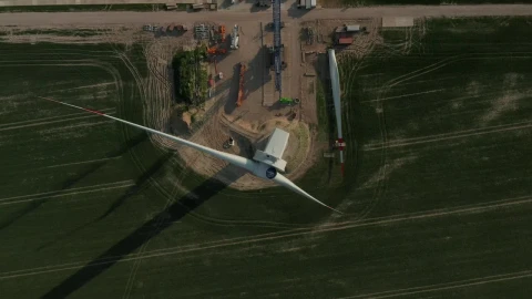 Stock Footage Wind Turbine Under Repair Aerial View Live Wallpaper - Free Live Wallpaper