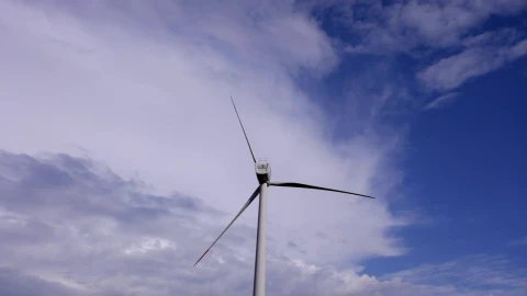 Stock Footage Wind Turbine Off Under A Cloudy Sky Live Wallpaper - Free Live Wallpaper
