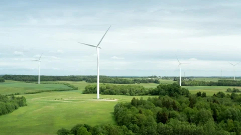 Stock Footage Wind Turbine Installations Across A Field Live Wallpaper - Free Live Wallpaper