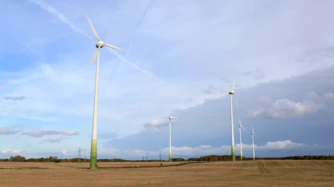 Stock Footage Wind Farm In A Ploughed Field Live Wallpaper - Free Live Wallpaper