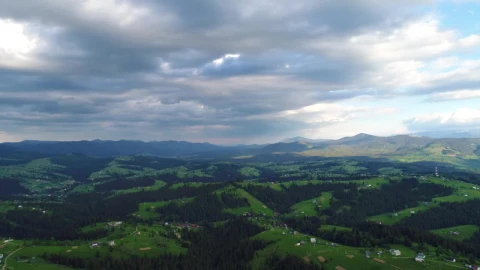 Stock Footage Wide Aerial View Of A Mountainous Valley Landscape Live Wallpaper - Free Live Wallpaper