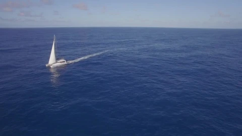 Stock Footage White Yacht Sailing Out In The Ocean Live Wallpaper - Free Live Wallpaper