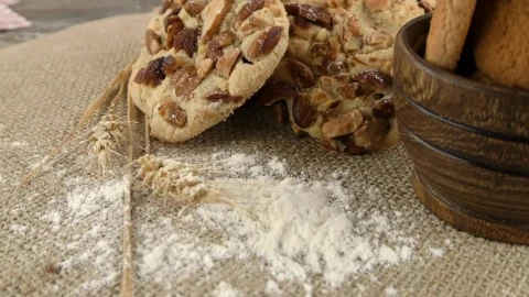 Stock Footage Wheat Cookies With Almonds Live Wallpaper - Free Live Wallpaper