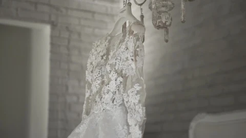 Stock Footage Wedding Dress Hanging On A Chandelier Live Wallpaper - Free Live Wallpaper