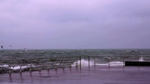 Stock Footage Waves Crashing In The Coast During A Storm Live Wallpaper - Free Live Wallpaper