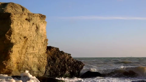 Stock Footage Waves Crashing At The Rocks Live Wallpaper - Free Live Wallpaper