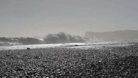 Stock Footage Waves Breaking Over Black Sand Live Wallpaper - Free Live Wallpaper