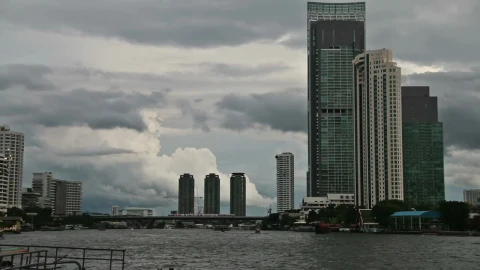 Stock Footage Waterway In A City With Skyscrapers Live Wallpaper - Free Live Wallpaper