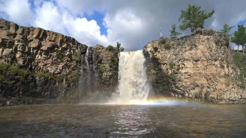 Stock Footage Waterfall With Rainbow Mist Live Wallpaper - Free Live Wallpaper