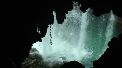 Stock Footage Waterfall Seen From Inside Live Wallpaper - Free Live Wallpaper