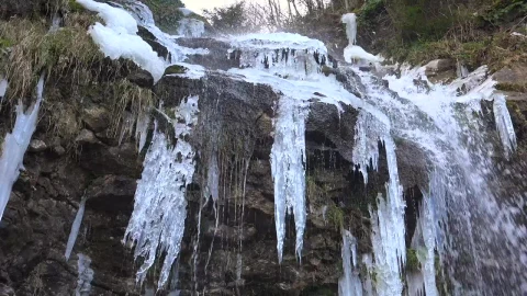 Stock Footage Waterfall On Rock With Icicles Live Wallpaper - Free Live Wallpaper