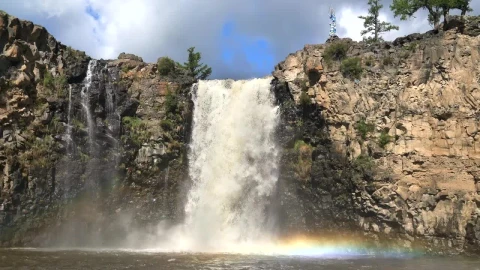 Stock Footage Waterfall In A Rock Cliff Live Wallpaper - Free Live Wallpaper