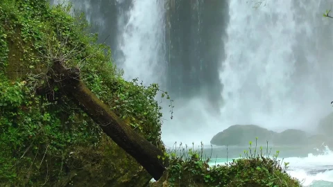 Stock Footage Waterfall Behind The Rocks Live Wallpaper - Free Live Wallpaper