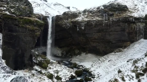 Stock Footage Waterfall At The End Of A River During In Winter Live Wallpaper - Free Live Wallpaper