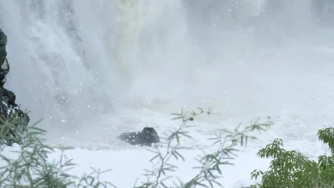Stock Footage Water From A Rocky Waterfall Falling To The Bottom Of Live Wallpaper - Free Live Wallpaper