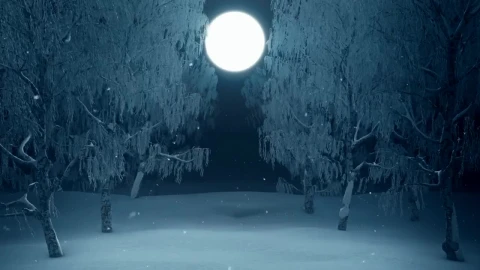 Stock Footage Walking In The Winter Forest Towards The Full Moon Live Wallpaper - Free Live Wallpaper