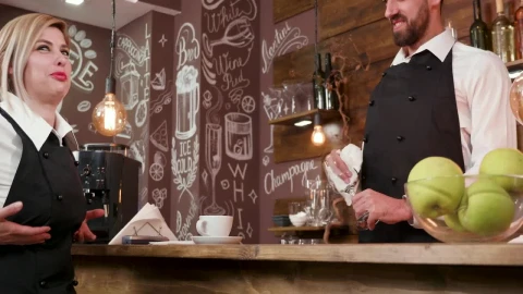 Stock Footage Waitress Talking To A Bartender Live Wallpaper - Free Live Wallpaper