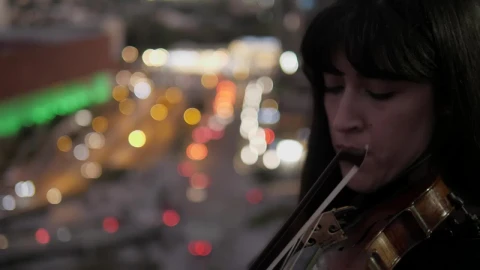 Stock Footage Violinist Playing On City Rooftop At Dusk Live Wallpaper - Free Live Wallpaper