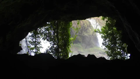 Stock Footage View Of A Waterfall From A Cave Live Wallpaper - Free Live Wallpaper